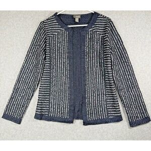 Travelers‎ by Chico's Cardigan Jacket Women Size 0 Small Navy White Striped